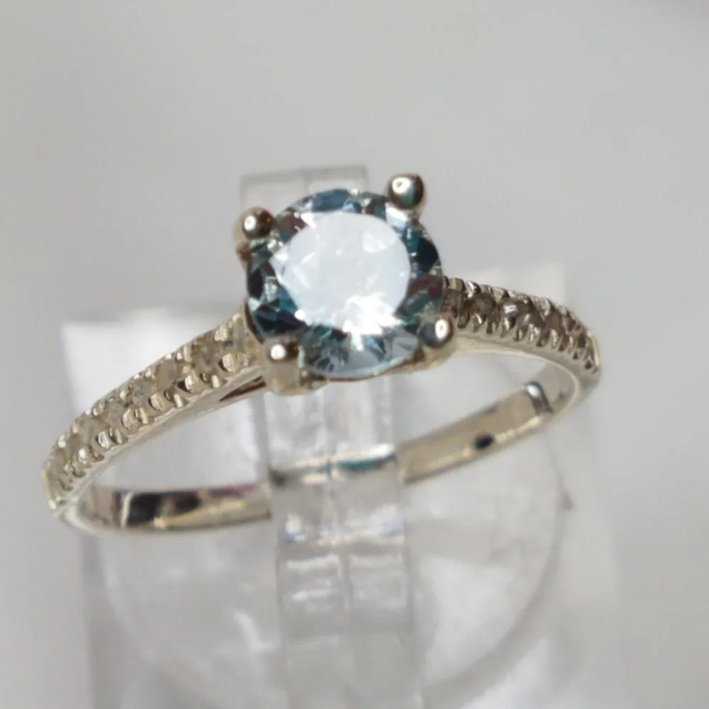 Aquamarine and Diamond Ring